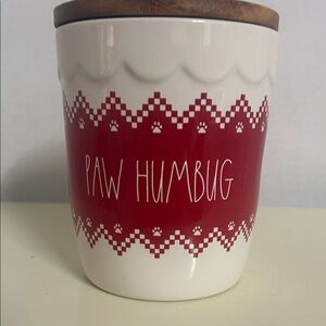 Rae Dunn Red and White 'Paw Humbug' Jar